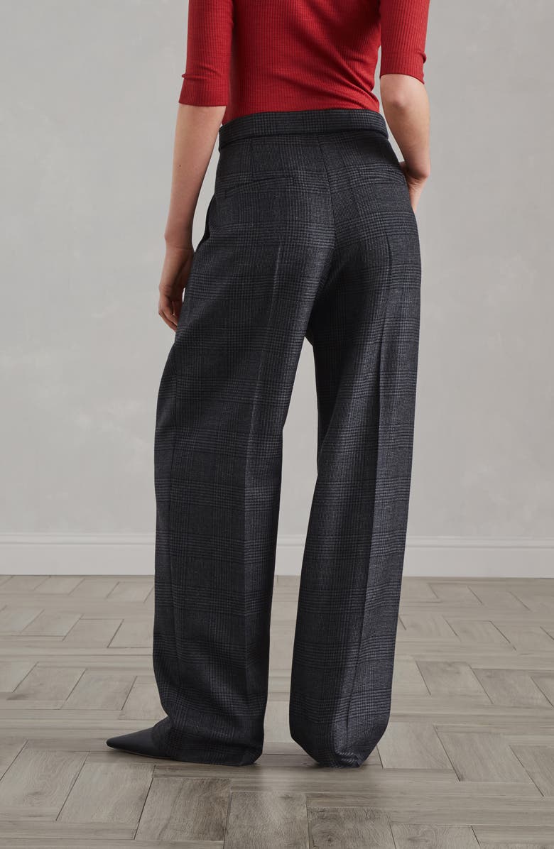 Brunello Cucinelli Virgin wool Prince of Wales relaxed tailored trousers, Alternate, color, 
