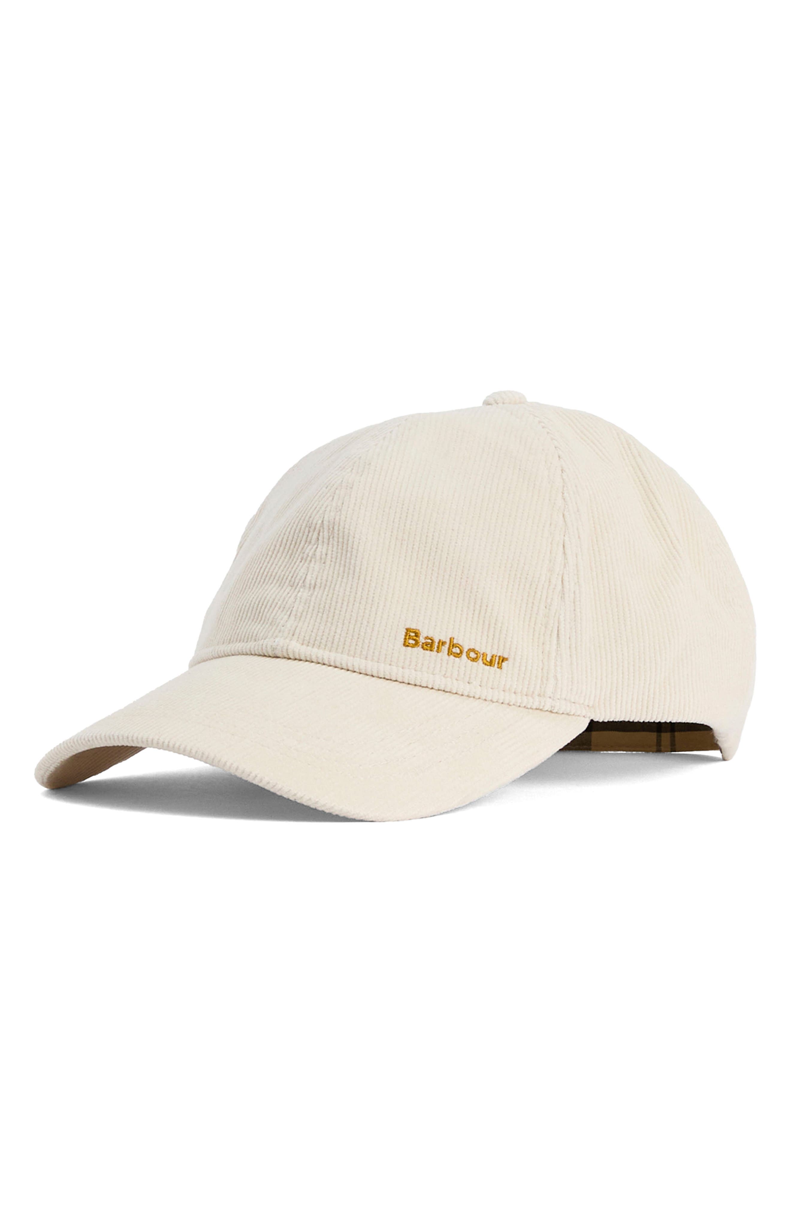 Barbour Oakley Corduroy Baseball Cap In White