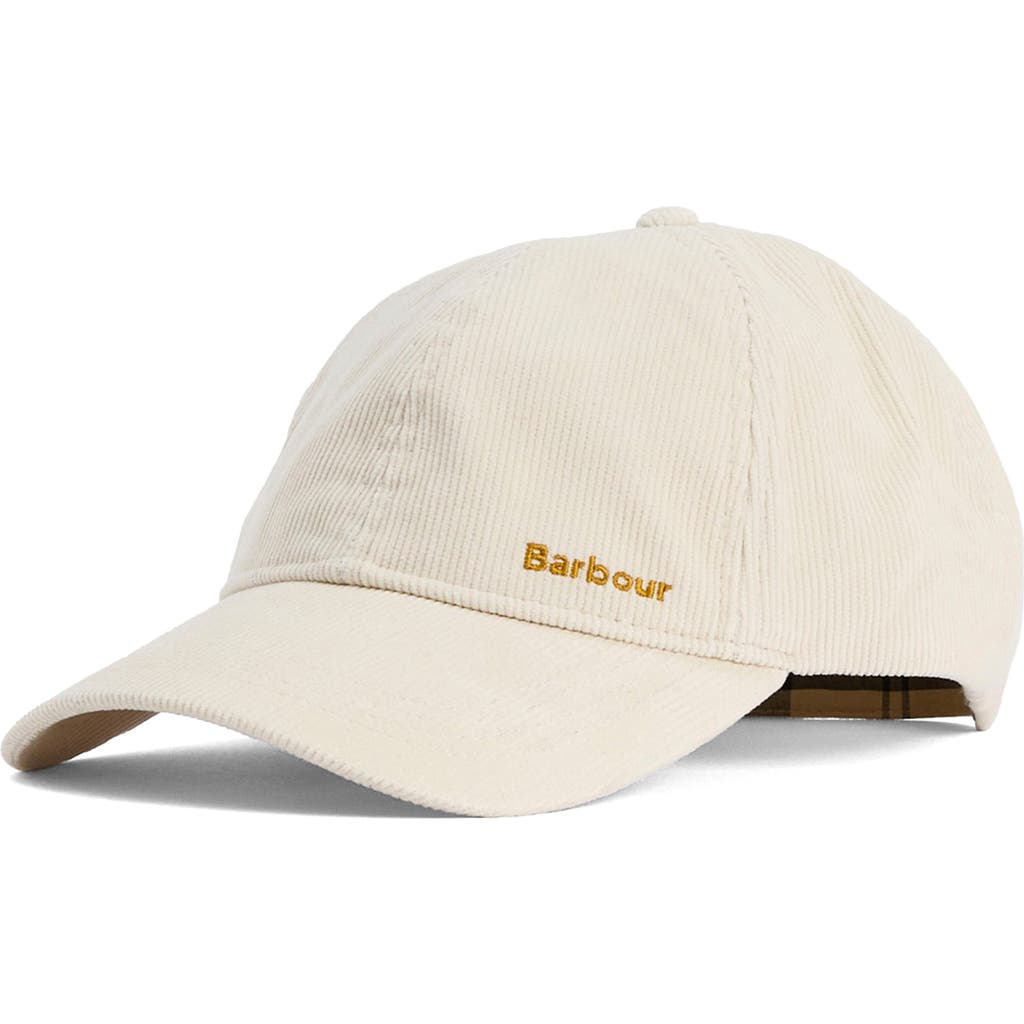 Barbour Oakley Corduroy Baseball Cap In White