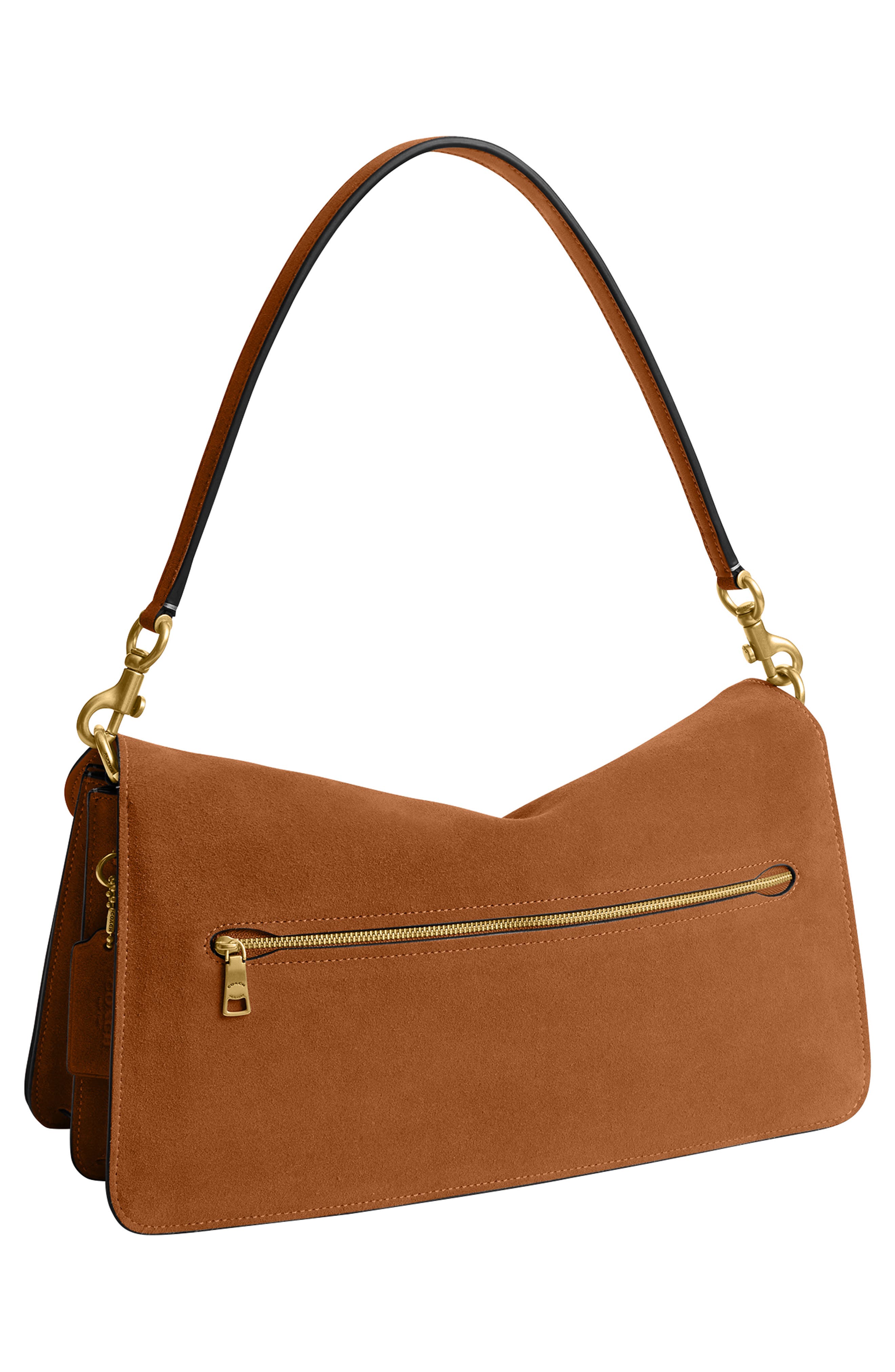 COACH Tabby 36 Suede Shoulder Bag, Alternate, color, B4/ Caramel