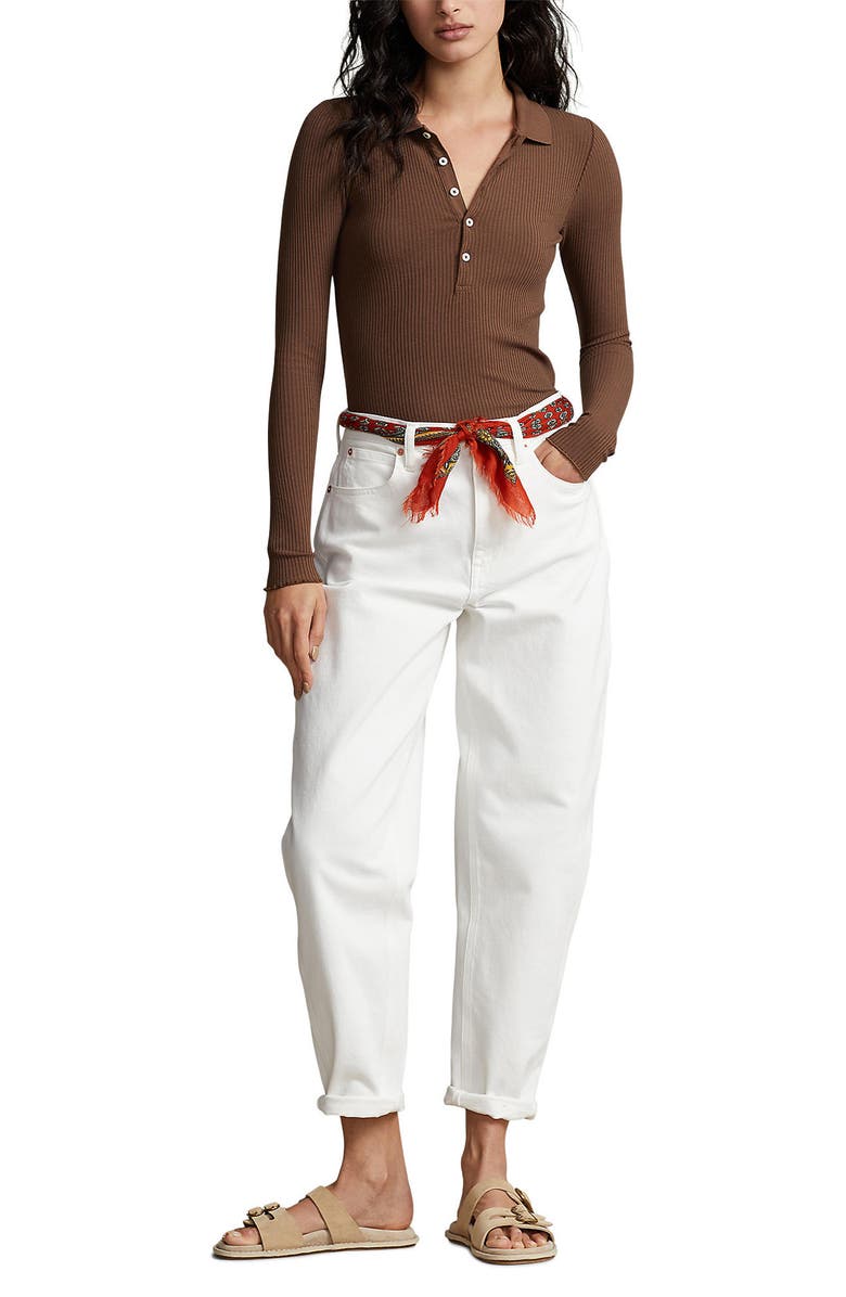 Polo Ralph Lauren Rib Knit Long Sleeve Polo, Alternate, color,