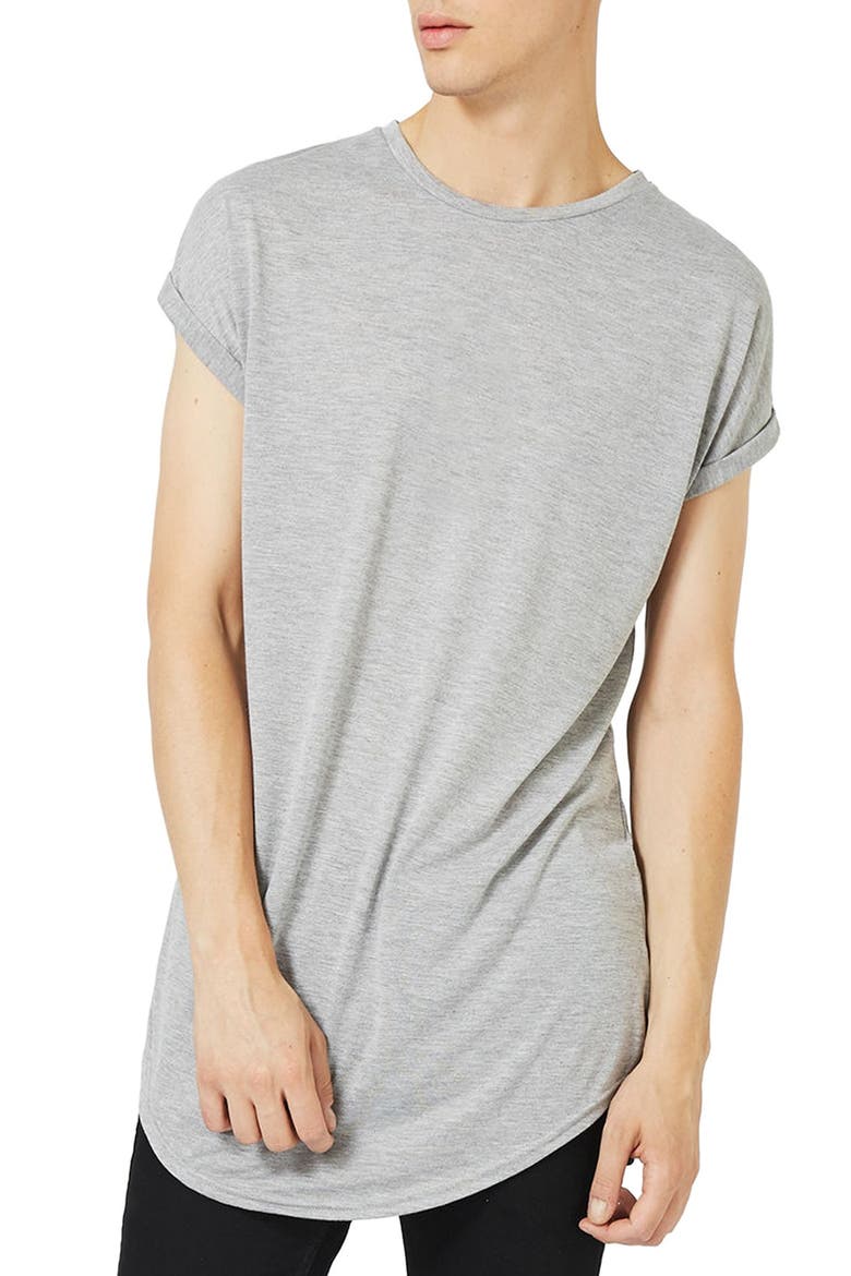 Drop Shoulder Longline T-Shirt, Main, color, GREY MARL