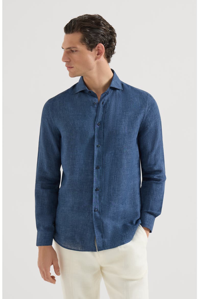 Délavé linen shirt, Main, color, Navy Blue