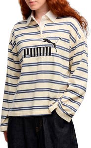 PUMA Elevated No. 1 Logo Striped Cotton Polo