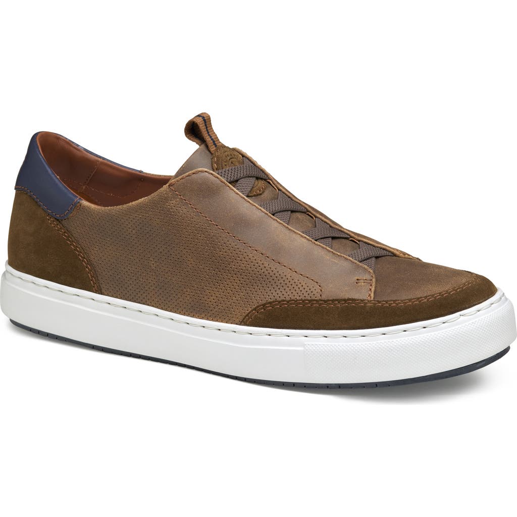 JOHNSTON & MURPHY COLLECTION Johnston & Murphy Anson Lace to Toe Sneaker in Brown English Suede/Sheepskin  product