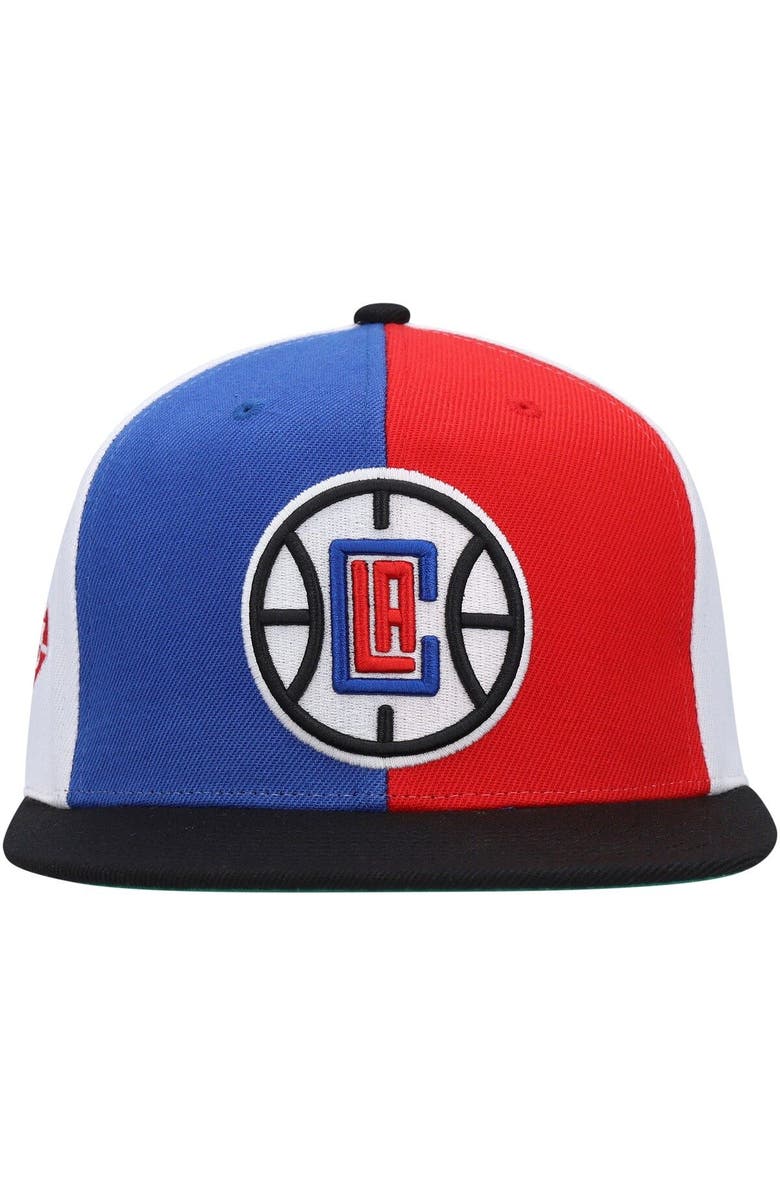 Mitchell & Ness Men's Mitchell & Ness x Lids Royal LA Clippers Team Era Pinwheel Stripe Snapback Hat, Alternate, color, 