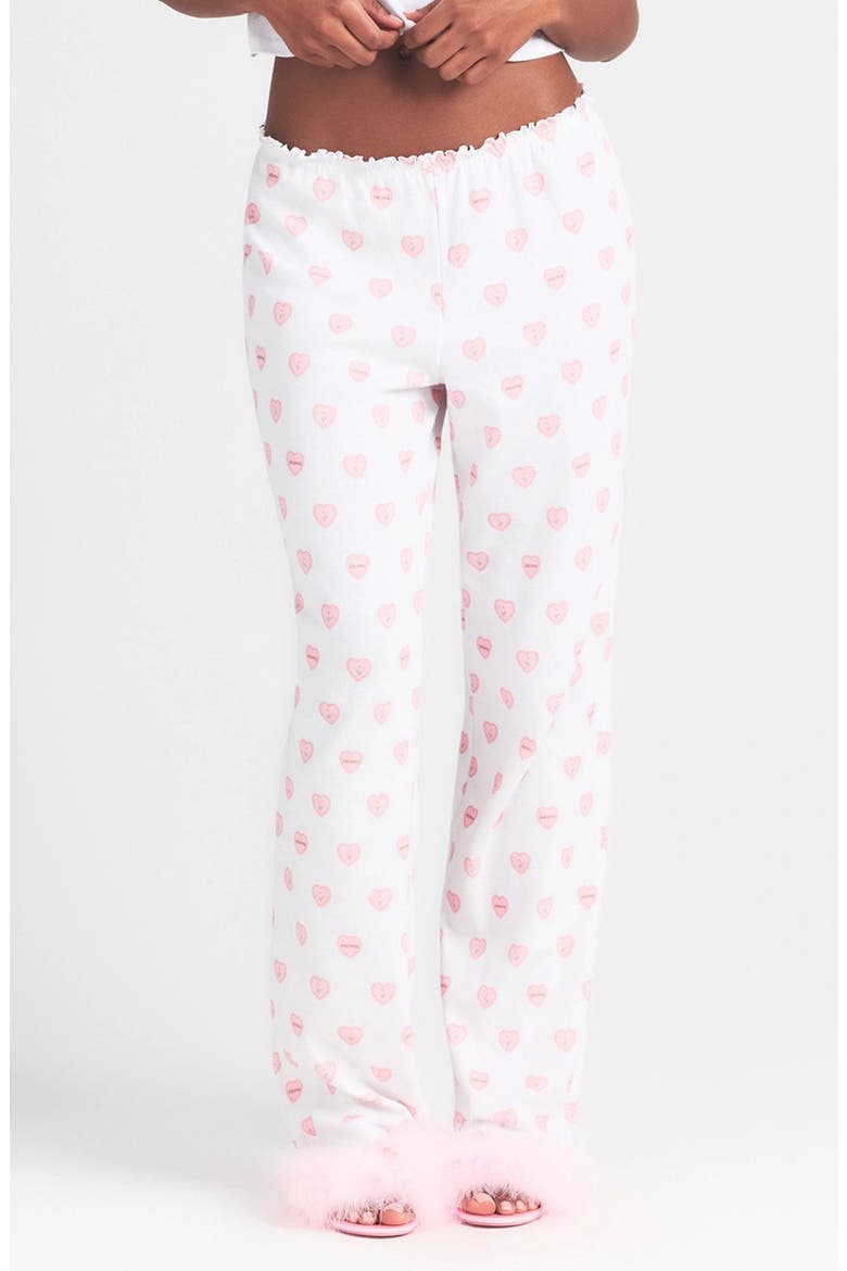 Straight Leg Pajama Pants, Main, color, SNOW LACE HEARTS