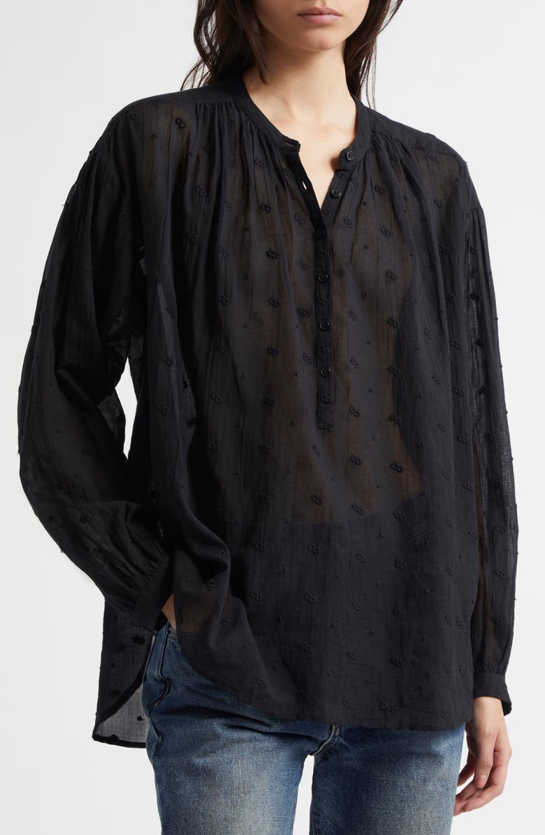 Nili Lotan Neville Embroidered Shirt, Alternate, color, Black