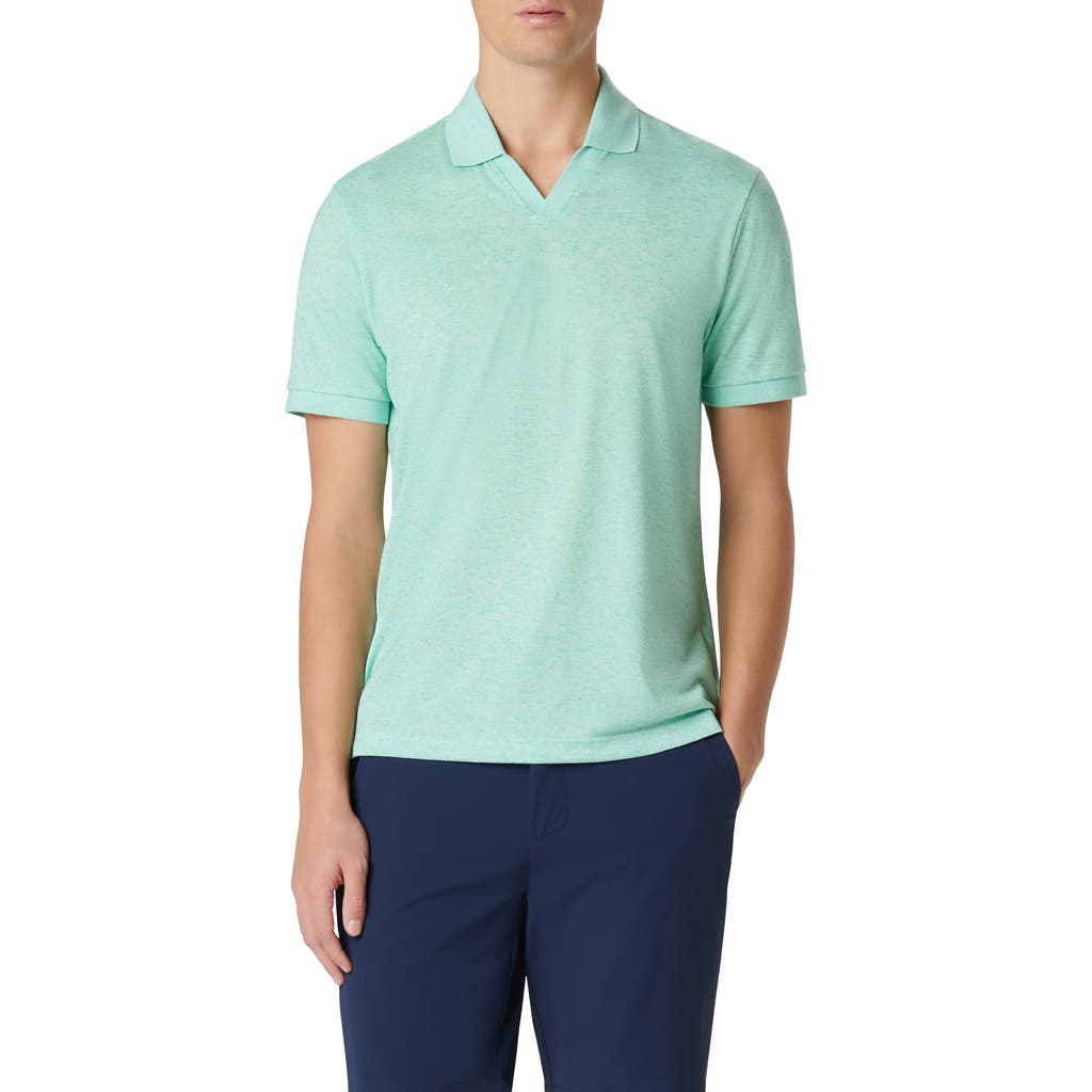 Bugatchi Johnny Collar Marled Polo In Green