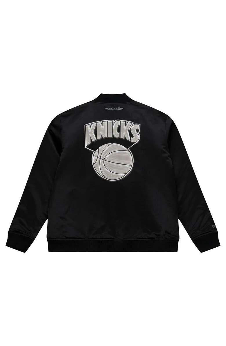 Mitchell & Ness Men's Mitchell & Ness Black New York Knicks Chrome Satin Bomber Full-Zip Jacket, Alternate, color, Black