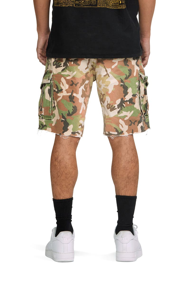 PURPLE BRAND Camo Raw Edge Stretch Twill Cargo Shorts, Alternate, color, 