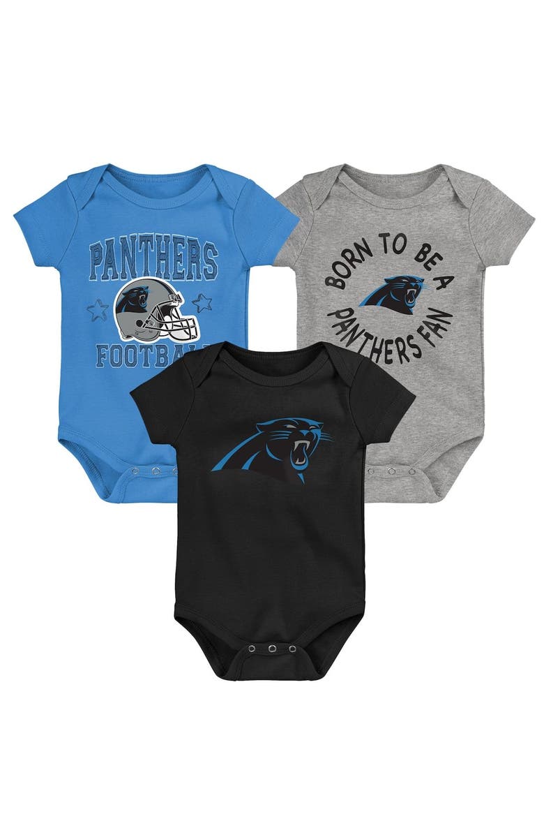 Outerstuff Infant Black/Blue/Gray Carolina Panthers Born to Be 3-Pack Bodysuit Set, Main, color, Black