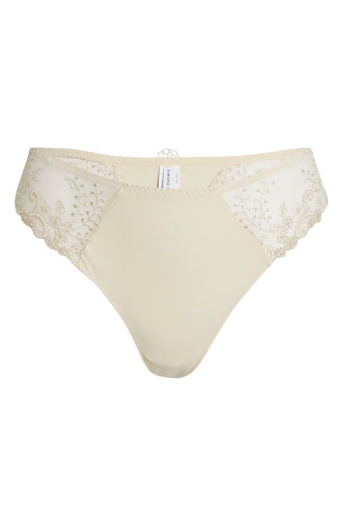 Simone Perele Delice Embroidered Thong In Neutral