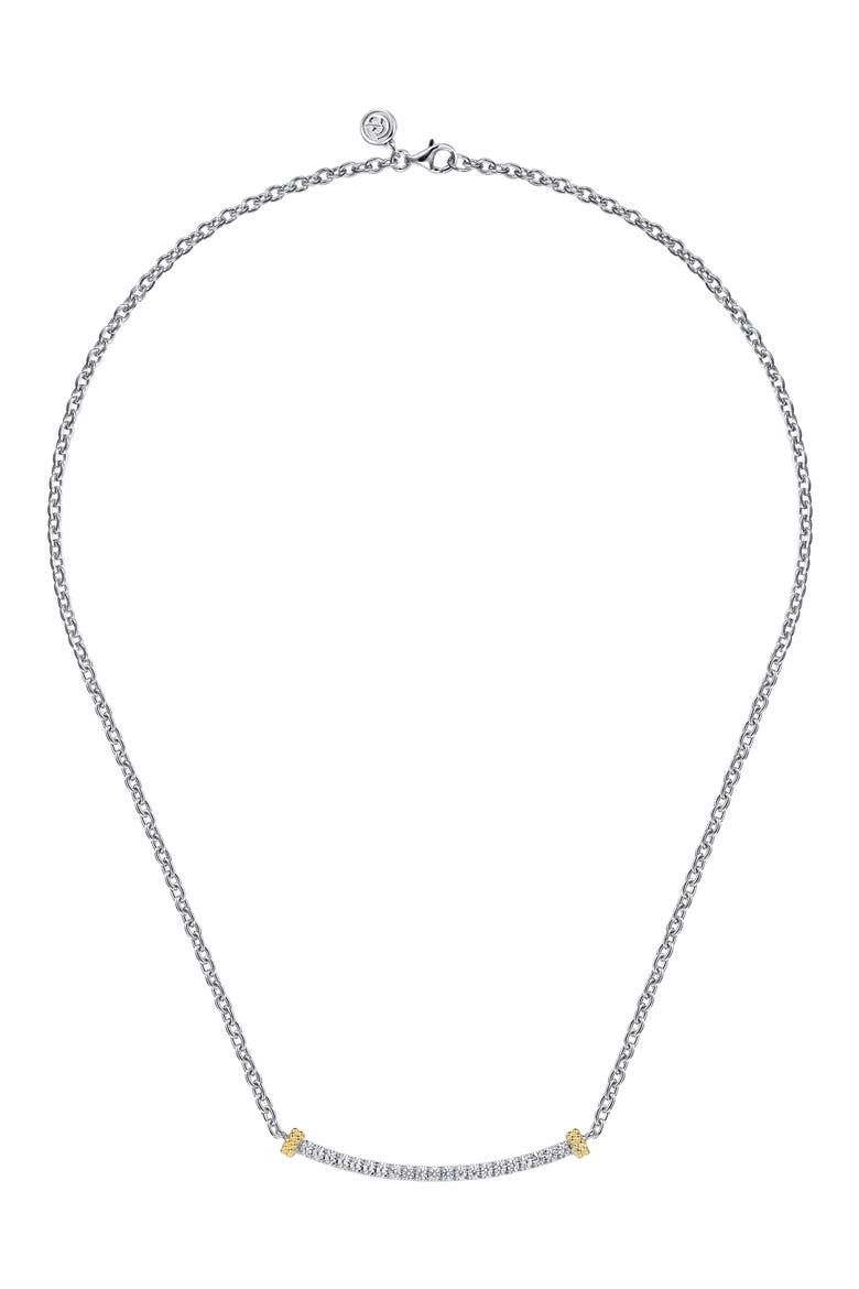 Bujukan Sterling Silver, 14K Gold & White Sapphire Bar Pendant Necklace, Alternate, color, STERLING SILVER