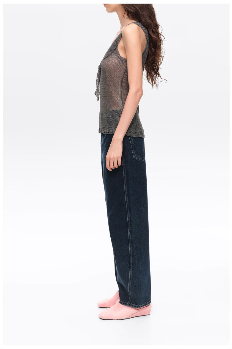 Denim Barrel Leg 5-Pocket Trousers, Alternate, color, DARK DENIM BLUE