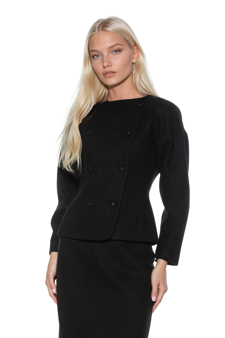 Soren Crewneck Rounded Sleeve Blazer, Alternate, color, Black