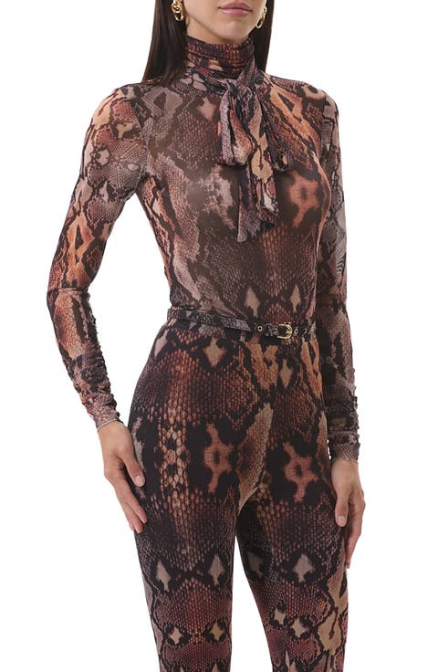 Julien Tie Neck Turtleneck Mesh Top