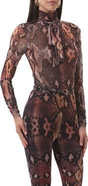 AFRM Julien Tie Neck Turtleneck Mesh Top