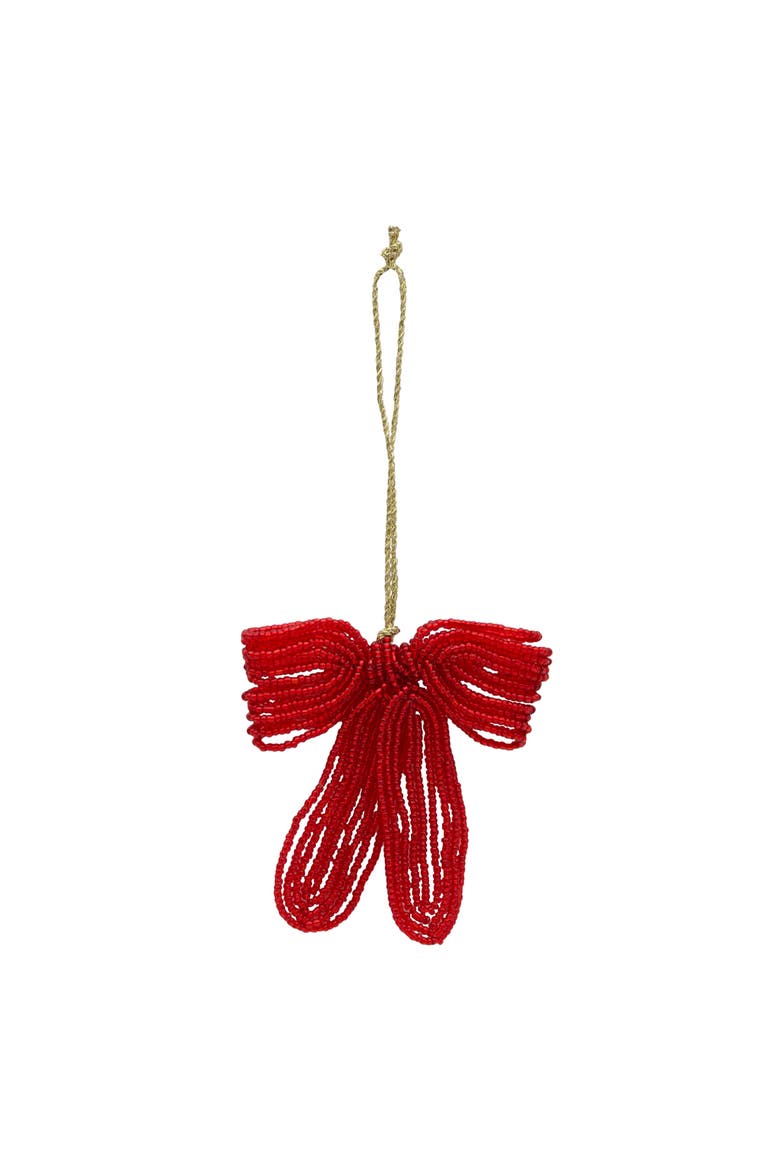 Ribbon Beaded Red Christmas Tree Ornament, Main, color, Red