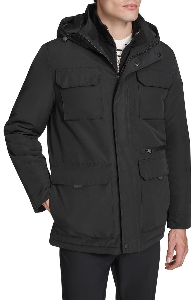 Kenneth Cole New York Oxford Water Resistant Parka, Alternate, color, Black