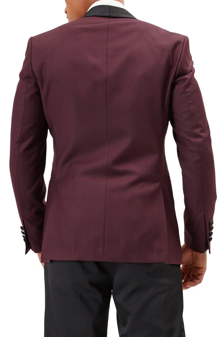 Shawl Lapel Two-Tone Tuxedo Jacket, Alternate, color, BURGUNDY