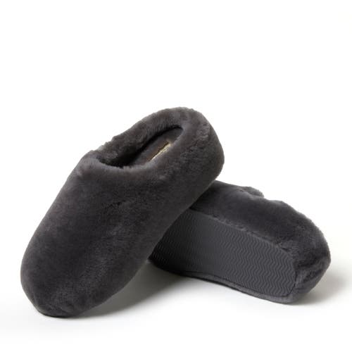 Dearfoams Fireside By Women's Maryboro Genuine Shearling Platform Clog Slipper In Grey