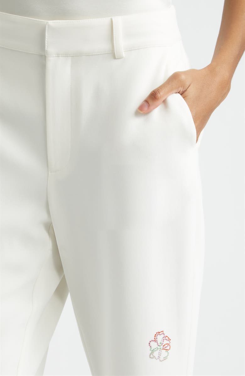 Cinq à Sept Kerry Crystal Studded Crop Pants, Alternate, color, Ivory Multi