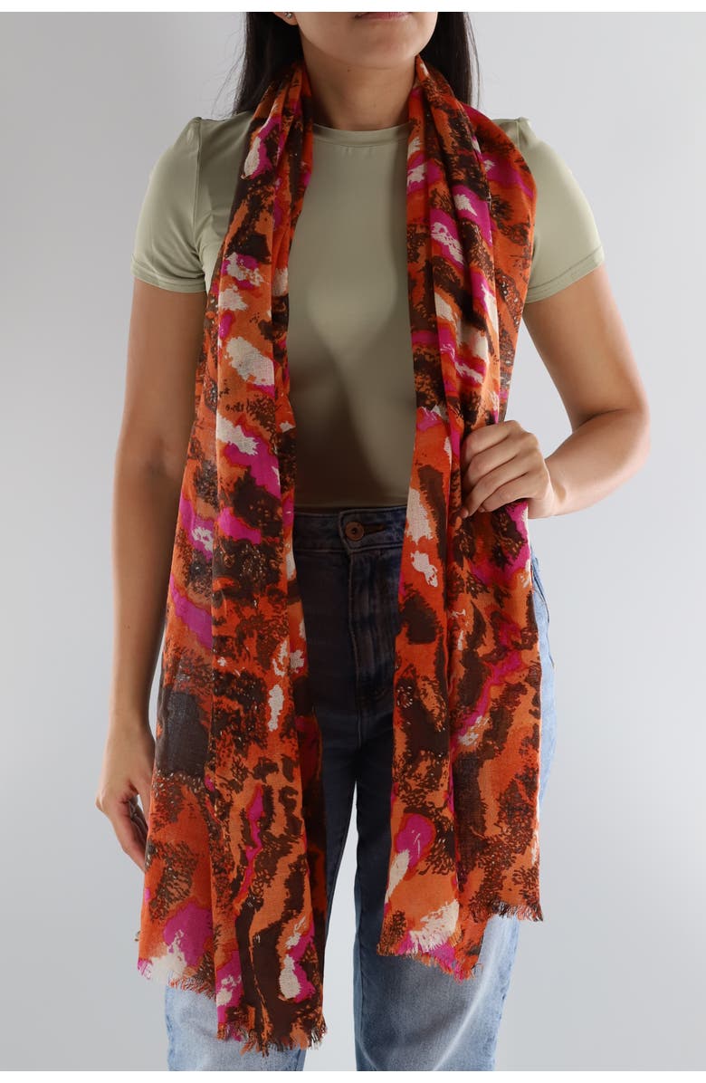 La Fiorentina Abstract Print Scarf, Main, color, Orange