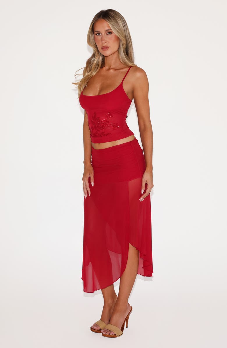 Tiger Mist Octavia Floral Embellished Mesh Camisole, Alternate, color, Red