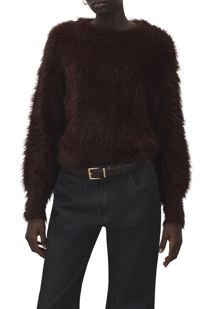 Toby Faux Fur Sweater, Main, color, BROWN