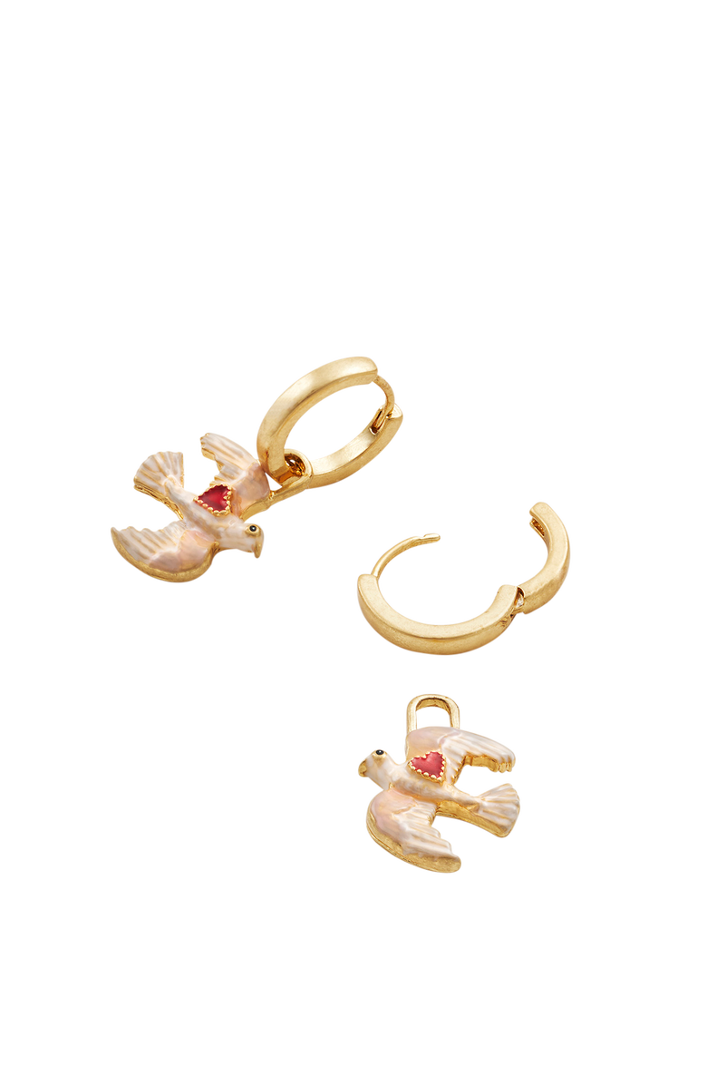 Fable England Love Dove Huggie Earrings, Alternate, color, Gold