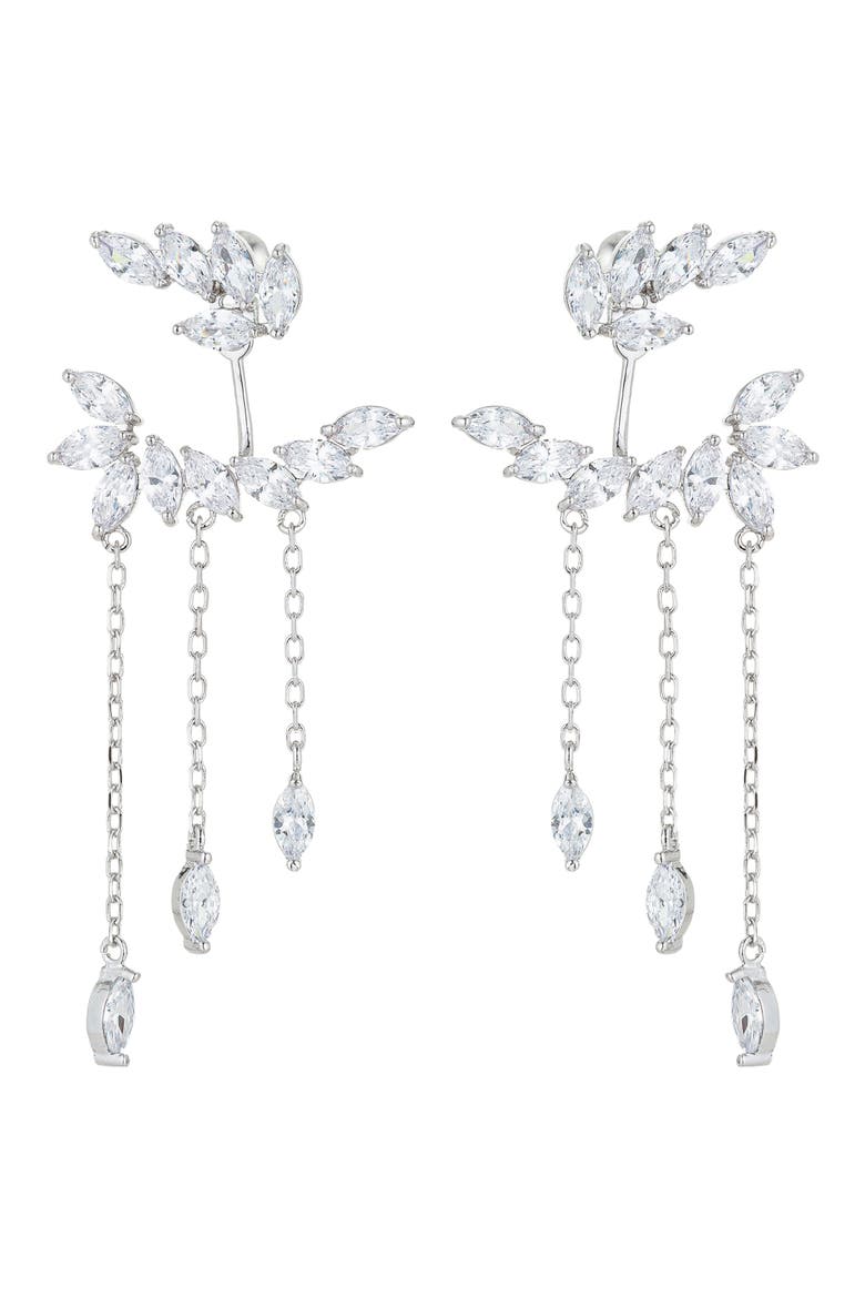Roxy Crystal Drop Earrings, Main, color, SILVER