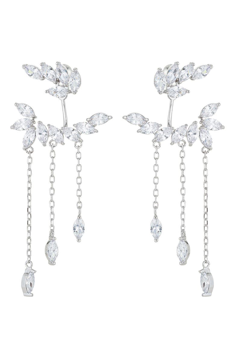 EYE CANDY LOS ANGELES Roxy Crystal Drop Earrings, Main, color, Silver