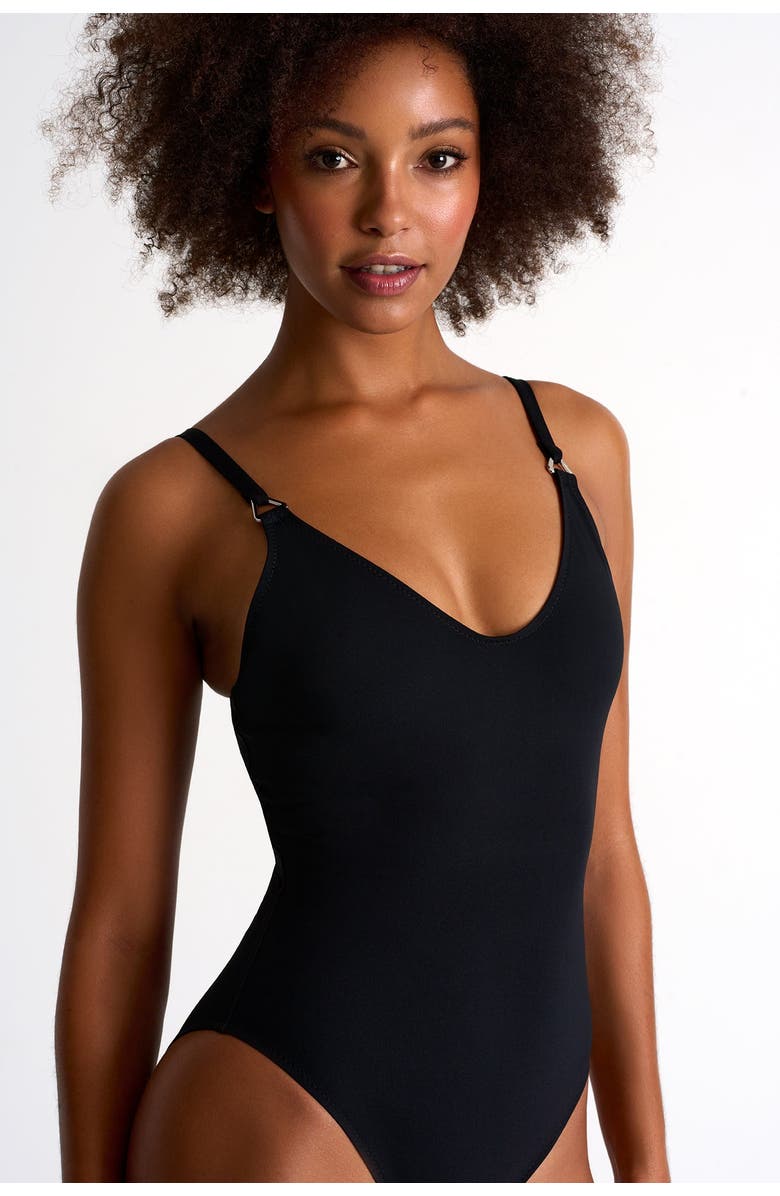 SHAN Thin Strap One-piece Swimsuit, Alternate, color, Black