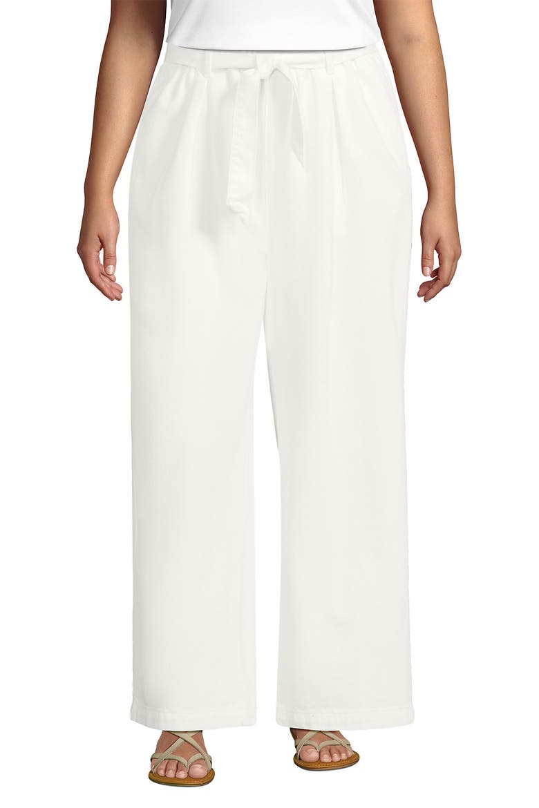High Ridge Twill Pull On Pleated Wide Leg Pants, Main, color, Chalk White