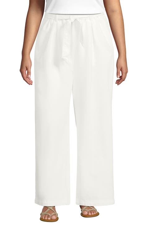 High Ridge Twill Pull On Pleated Wide Leg Pants