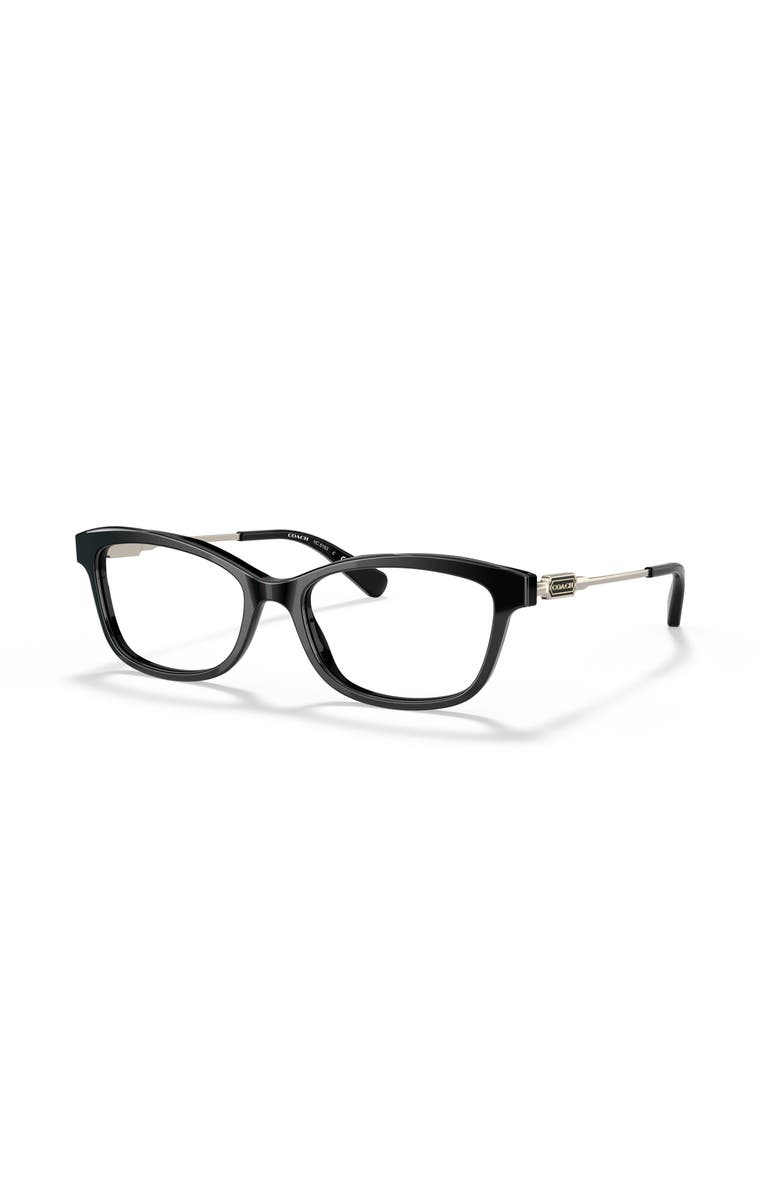 COACH 54mm Rectangle optical glasses, Main, color, Black