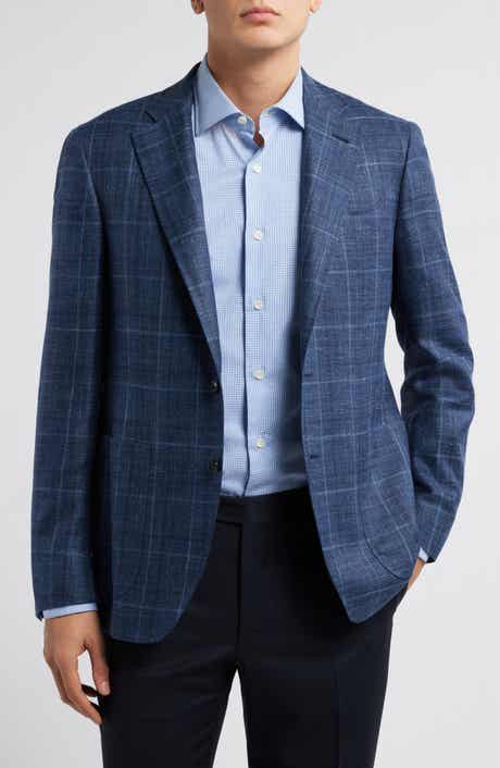 Canali Kei Trim Fit Plaid Wool, Silk & Linen Sport Coat