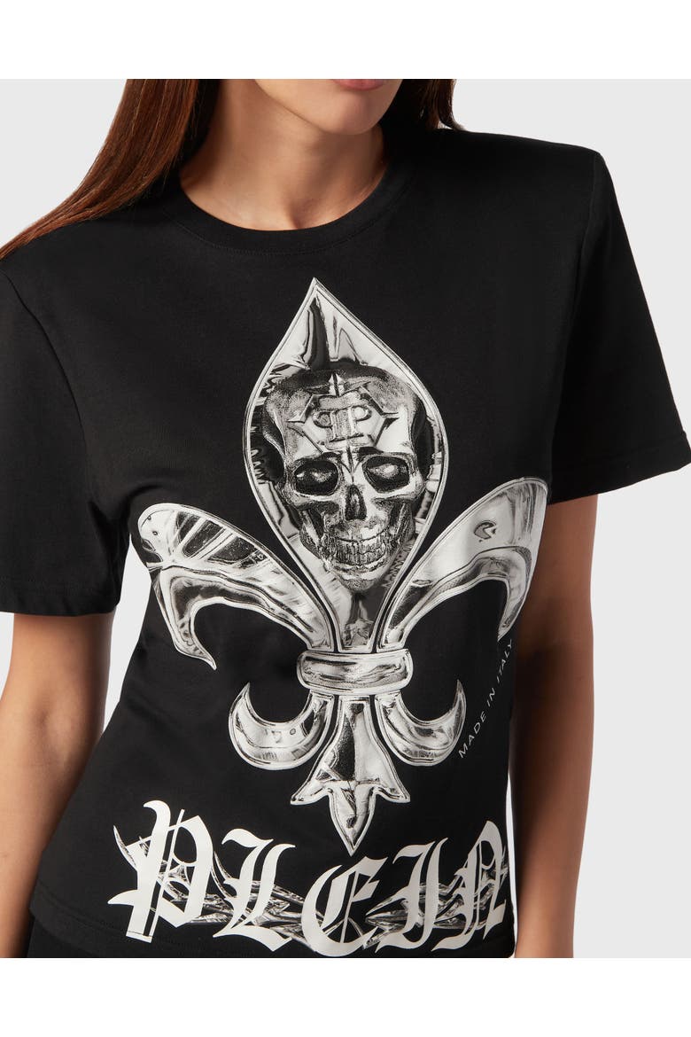 T-Shirt Round Neck Chrome Women, Alternate, color, black