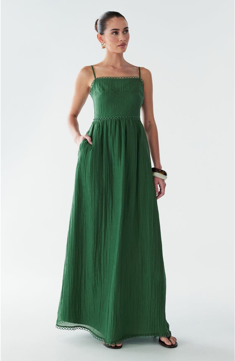 BWLDR Kiara Maxi Dress, Alternate, color, Fir Green