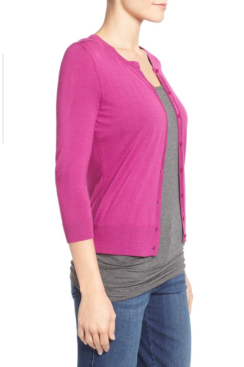 Three Quarter Sleeve Cardigan, Alternate, color, PURPLE CLOVER