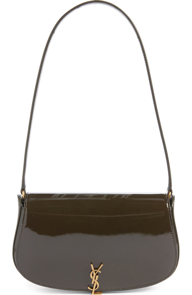 Saint Laurent Mini Voltaire Patent Leather Shoulder Bag, Main, color, Vineyard Green
