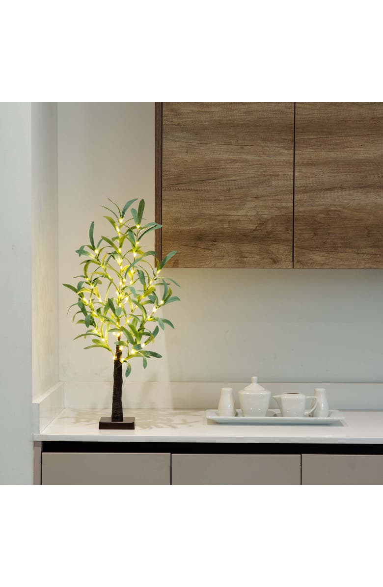 NEARLY NATURAL 2-ft Lighted Artificial Olive Tree with 60 Warm White LED Lights, Alternate, color, Green