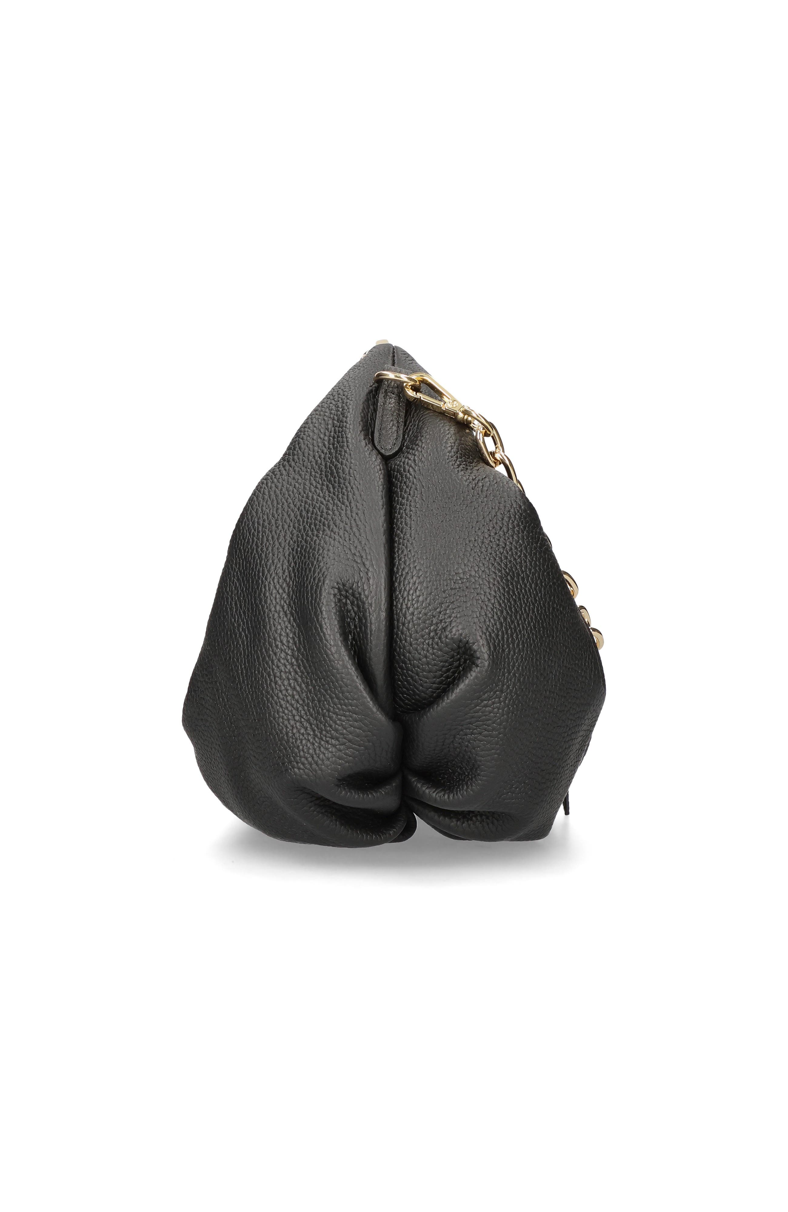 Croissant Bag With Bow And Removable Clip On Cross Body Strap, Alternate, color, Black