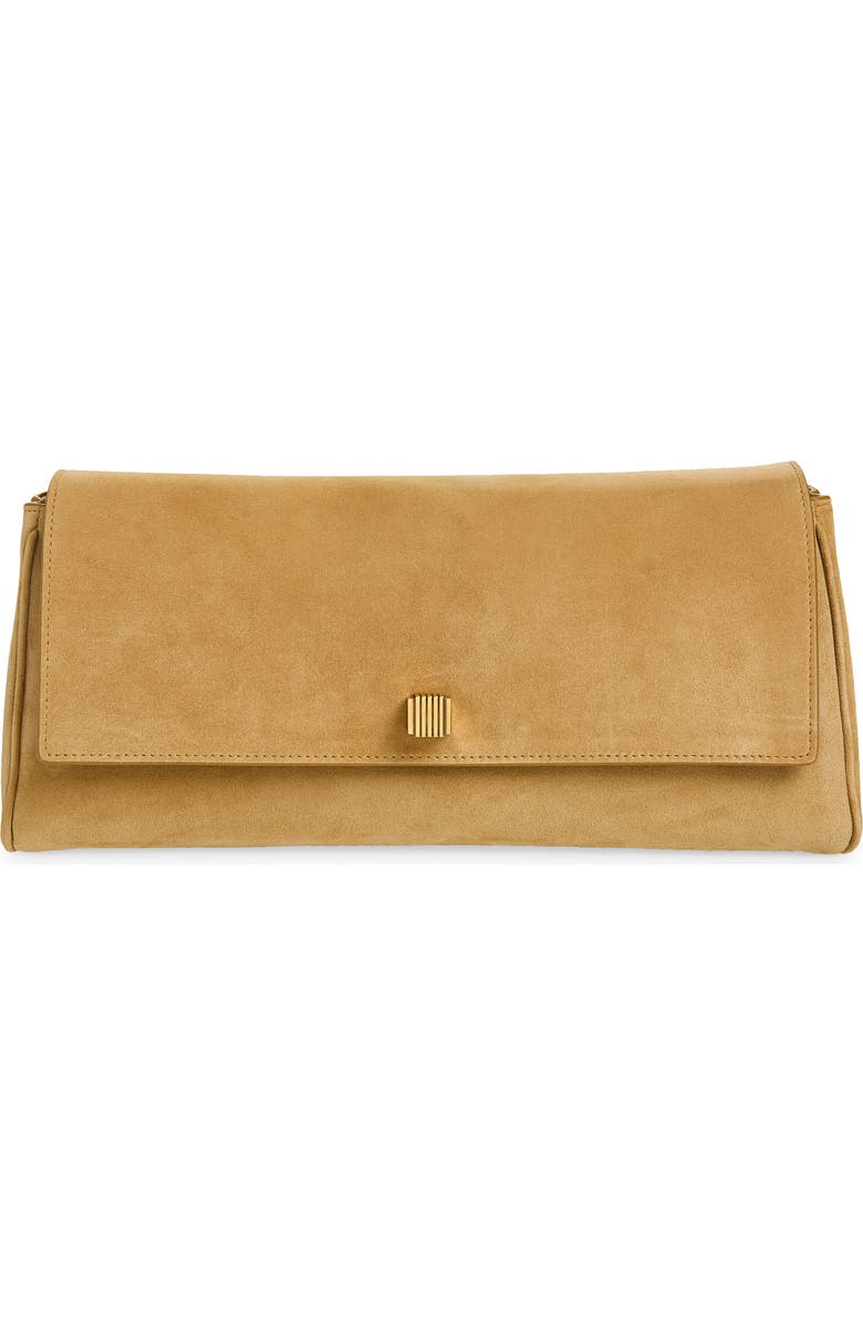 Khaite Audrey Suede Clutch, Main, color, 964 Goldenrod