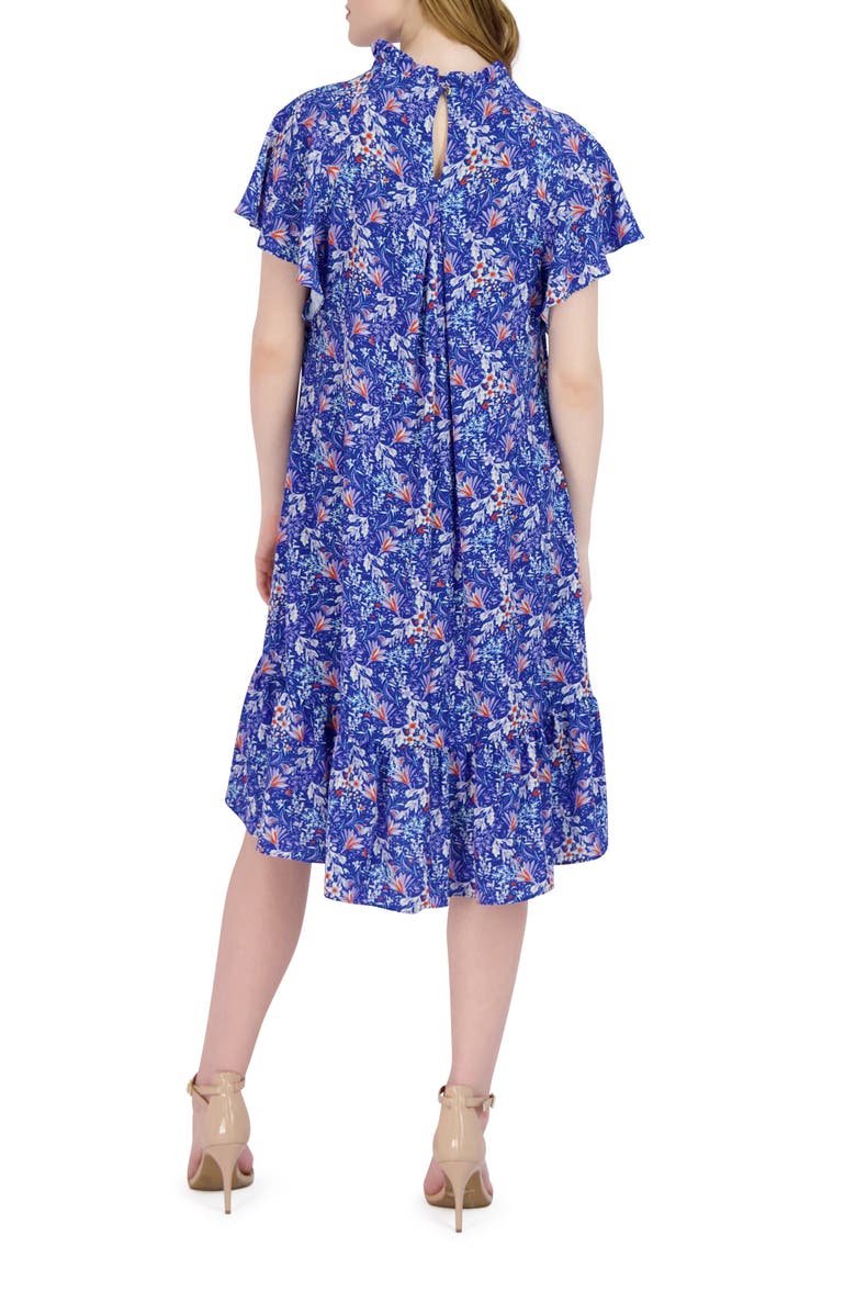 Julia Jordan Flutter Sleeve Printed Ruffle Hem Dress, Alternate, color, 