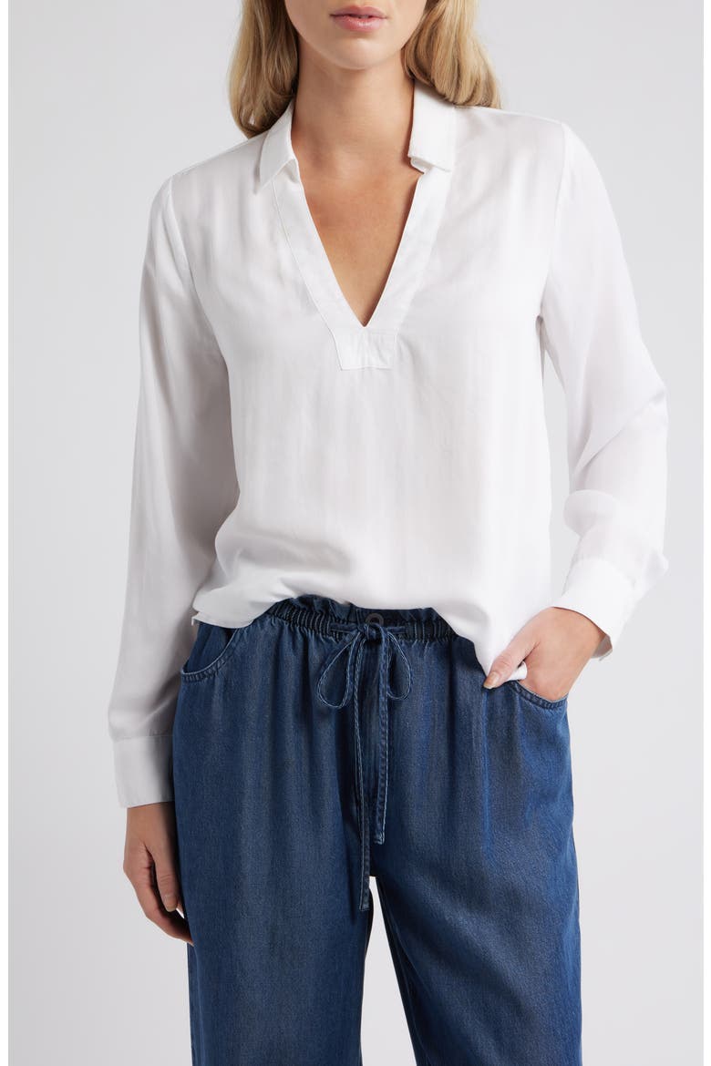 Long Sleeve Popover Top, Main, color, WHITE
