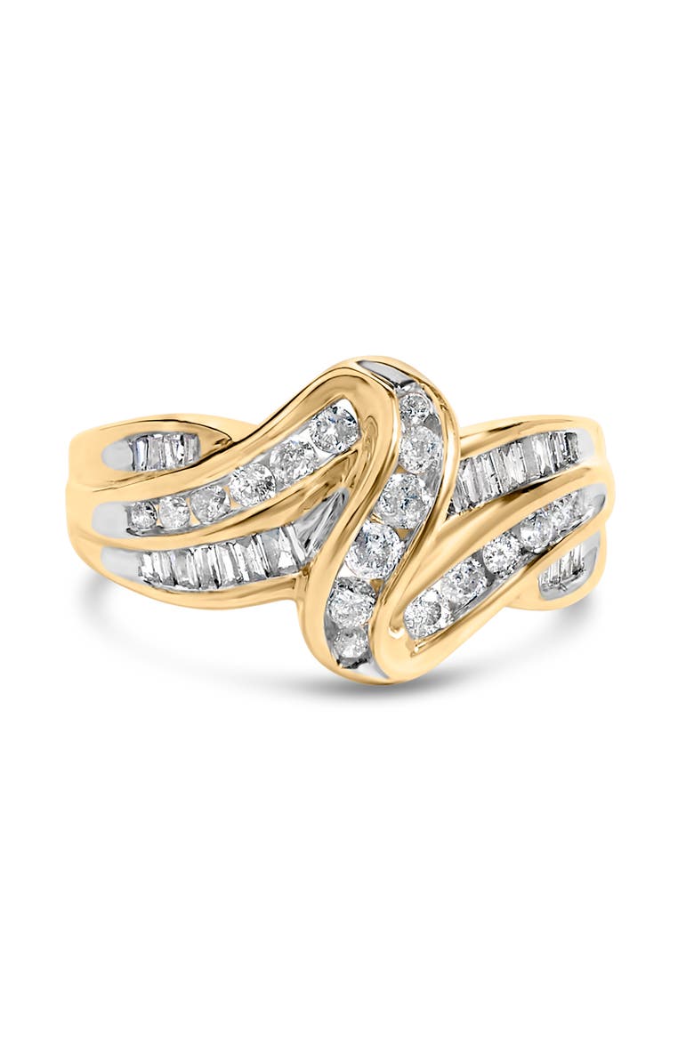 10K Yellow Gold 3/4 Cttw Diamond Double Shank Bypass Ring, Main, color, Yellow Gold