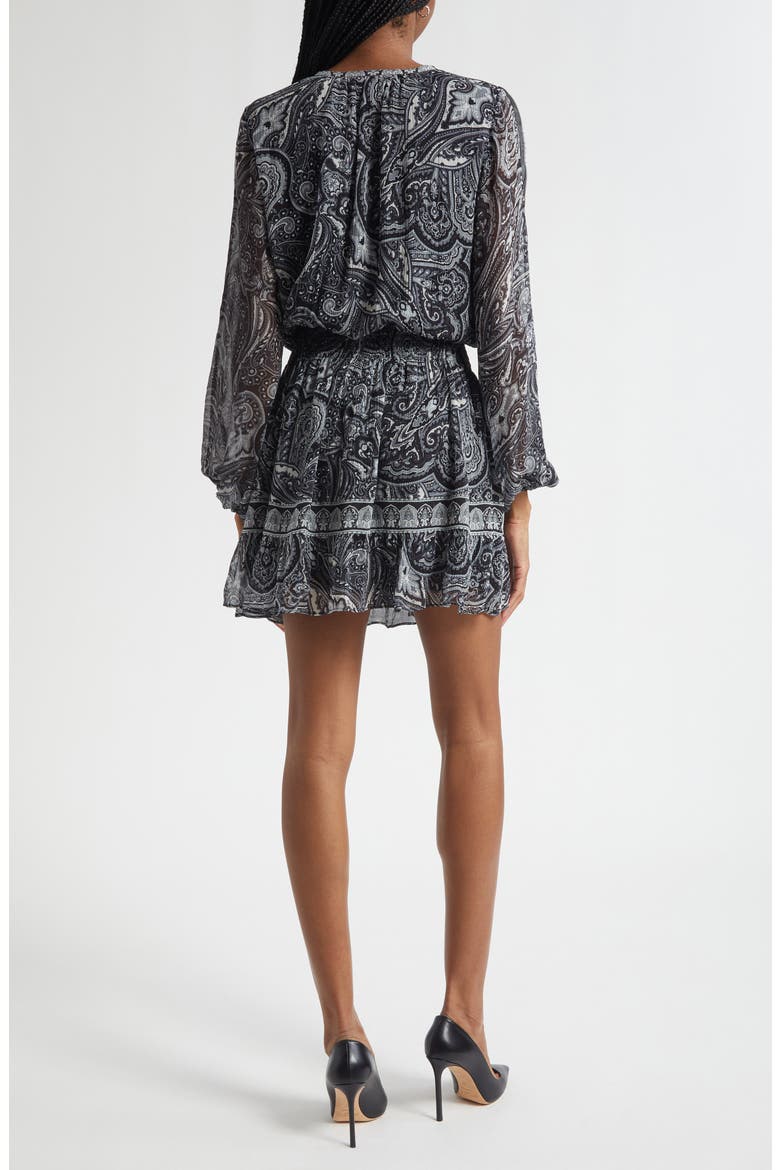 Maricela Paisley Long Sleeve Minidress, Alternate, color, BLACK PAISLEY