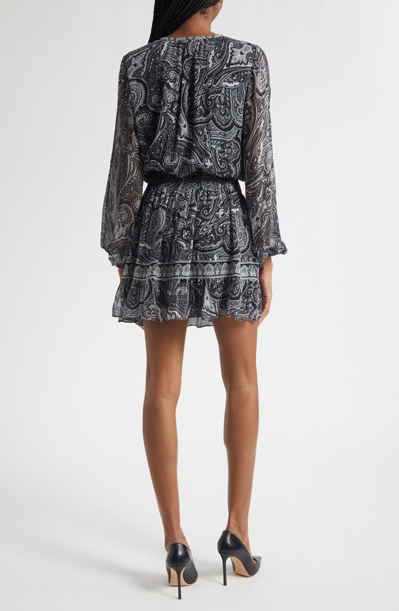 Ramy Brook Maricela Paisley Long Sleeve Minidress, Alternate, color, Black Paisley